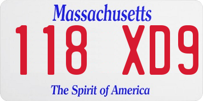MA license plate 118XD9