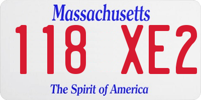 MA license plate 118XE2
