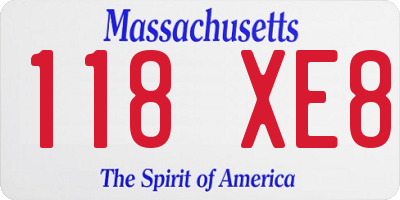 MA license plate 118XE8