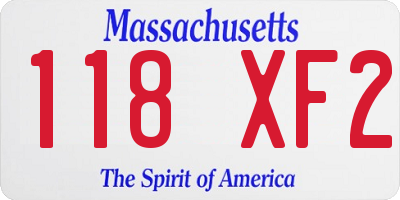MA license plate 118XF2
