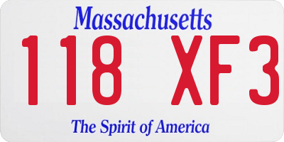 MA license plate 118XF3