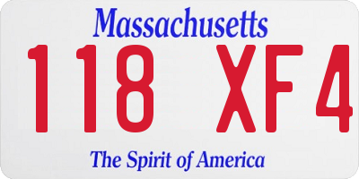 MA license plate 118XF4