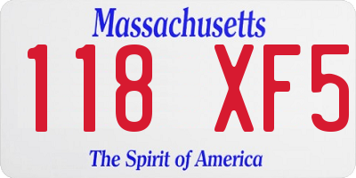 MA license plate 118XF5