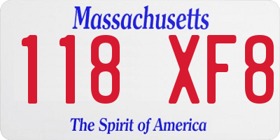 MA license plate 118XF8