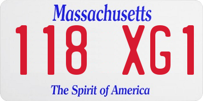 MA license plate 118XG1