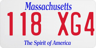 MA license plate 118XG4