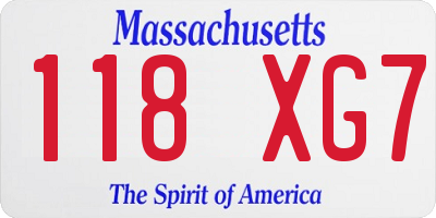 MA license plate 118XG7