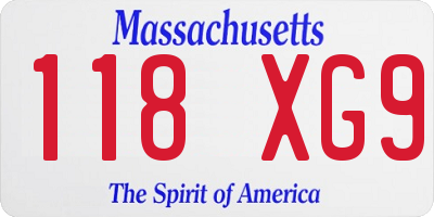 MA license plate 118XG9