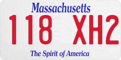 MA license plate 118XH2