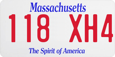 MA license plate 118XH4