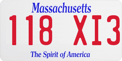 MA license plate 118XI3