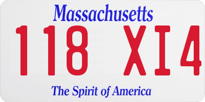 MA license plate 118XI4