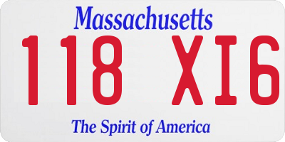 MA license plate 118XI6