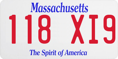 MA license plate 118XI9