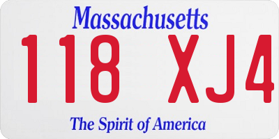 MA license plate 118XJ4