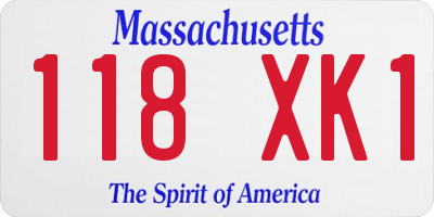 MA license plate 118XK1