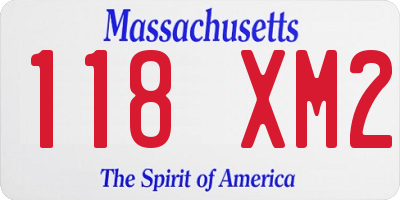 MA license plate 118XM2