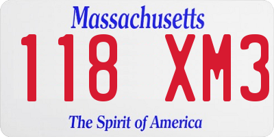MA license plate 118XM3