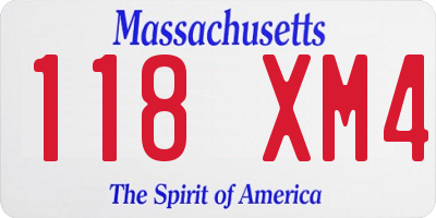 MA license plate 118XM4
