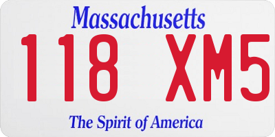 MA license plate 118XM5