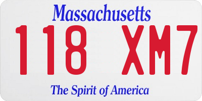 MA license plate 118XM7