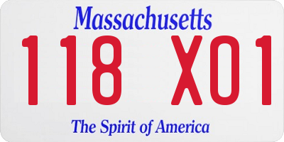 MA license plate 118XO1