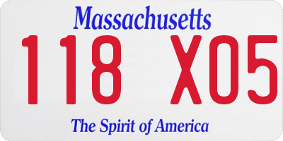 MA license plate 118XO5