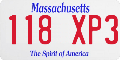 MA license plate 118XP3