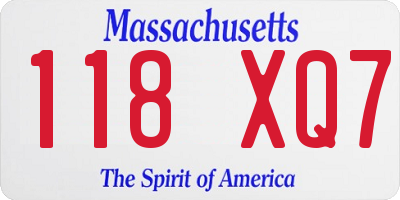 MA license plate 118XQ7