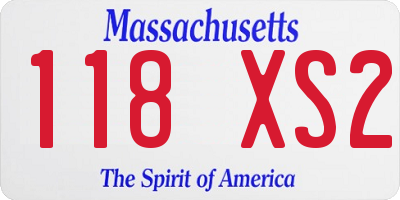MA license plate 118XS2