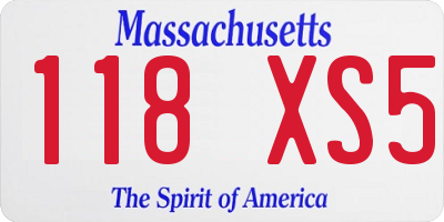 MA license plate 118XS5