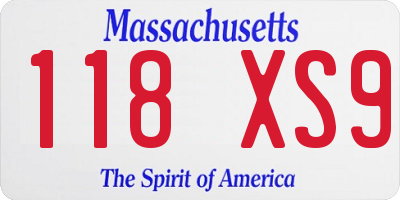 MA license plate 118XS9