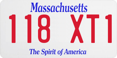 MA license plate 118XT1