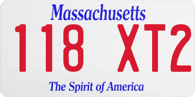 MA license plate 118XT2