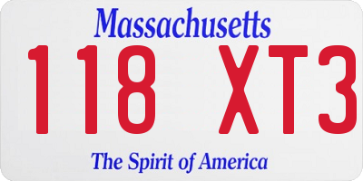 MA license plate 118XT3