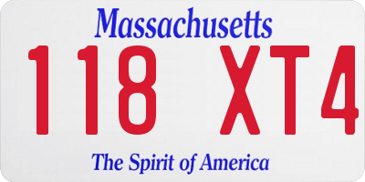 MA license plate 118XT4