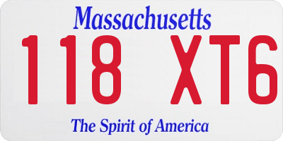 MA license plate 118XT6