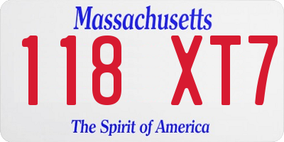MA license plate 118XT7