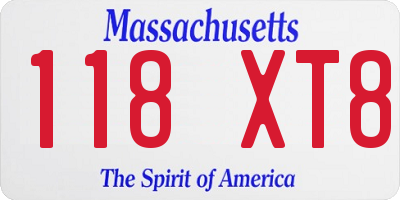MA license plate 118XT8