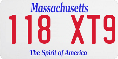 MA license plate 118XT9