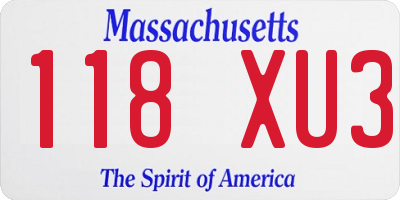 MA license plate 118XU3