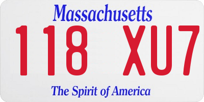 MA license plate 118XU7