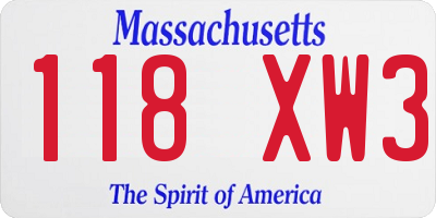 MA license plate 118XW3