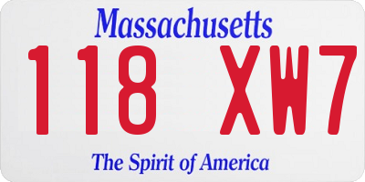 MA license plate 118XW7