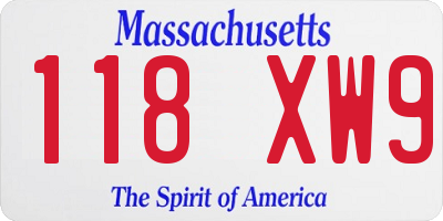 MA license plate 118XW9