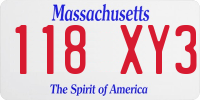 MA license plate 118XY3