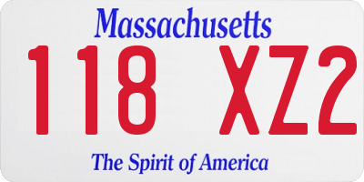 MA license plate 118XZ2