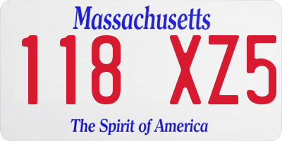 MA license plate 118XZ5
