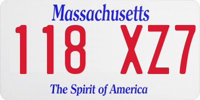 MA license plate 118XZ7