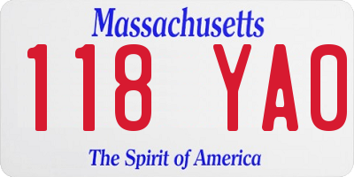 MA license plate 118YA0